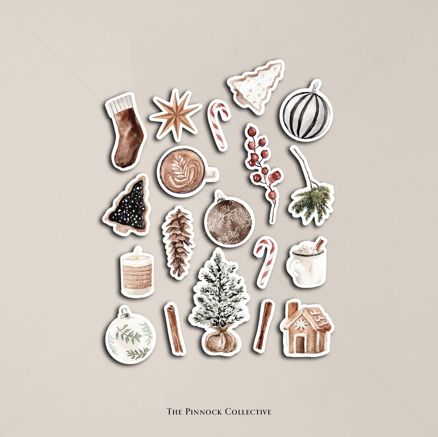 Cozy Rustic Christmas Themed Sticker Sheet