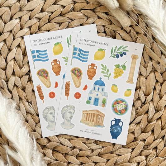 Watercolour Greece Sticker Sheet