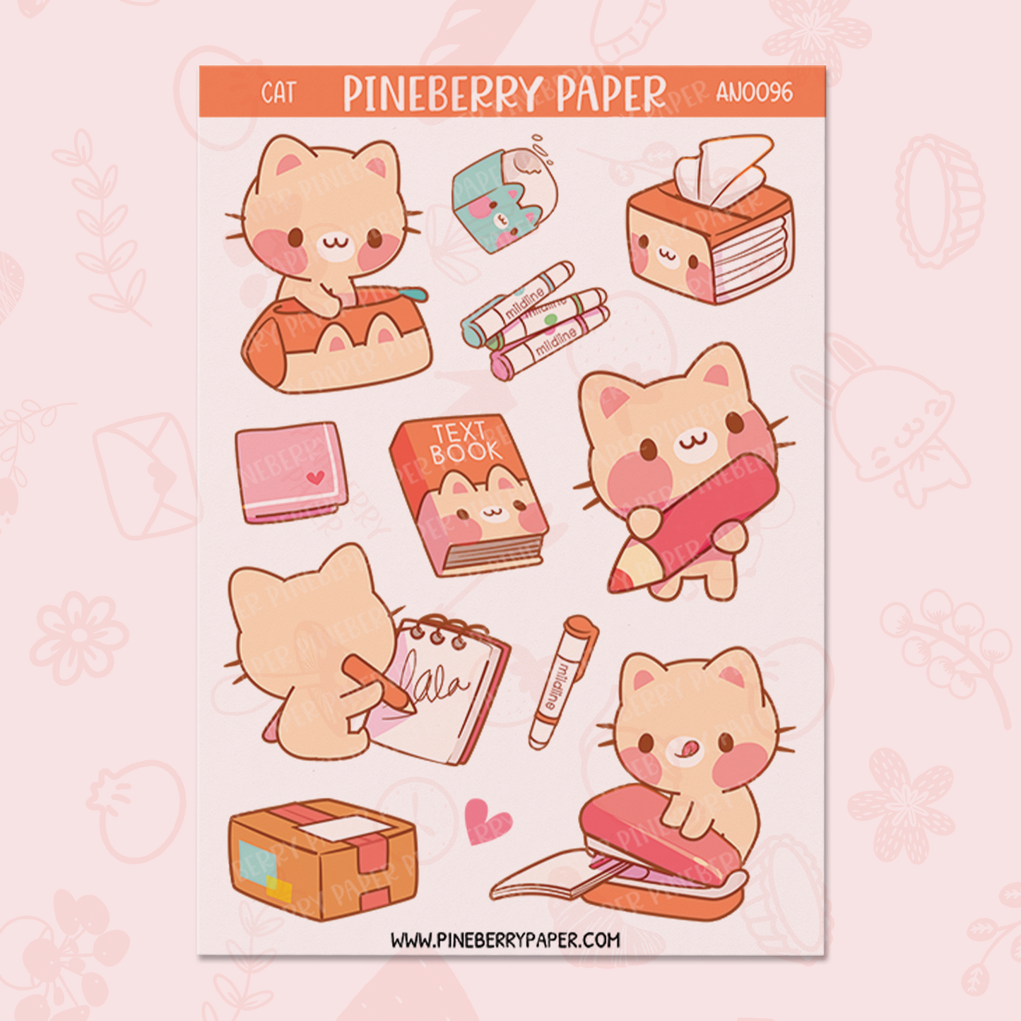 Stationery Cat Sticker Sheet