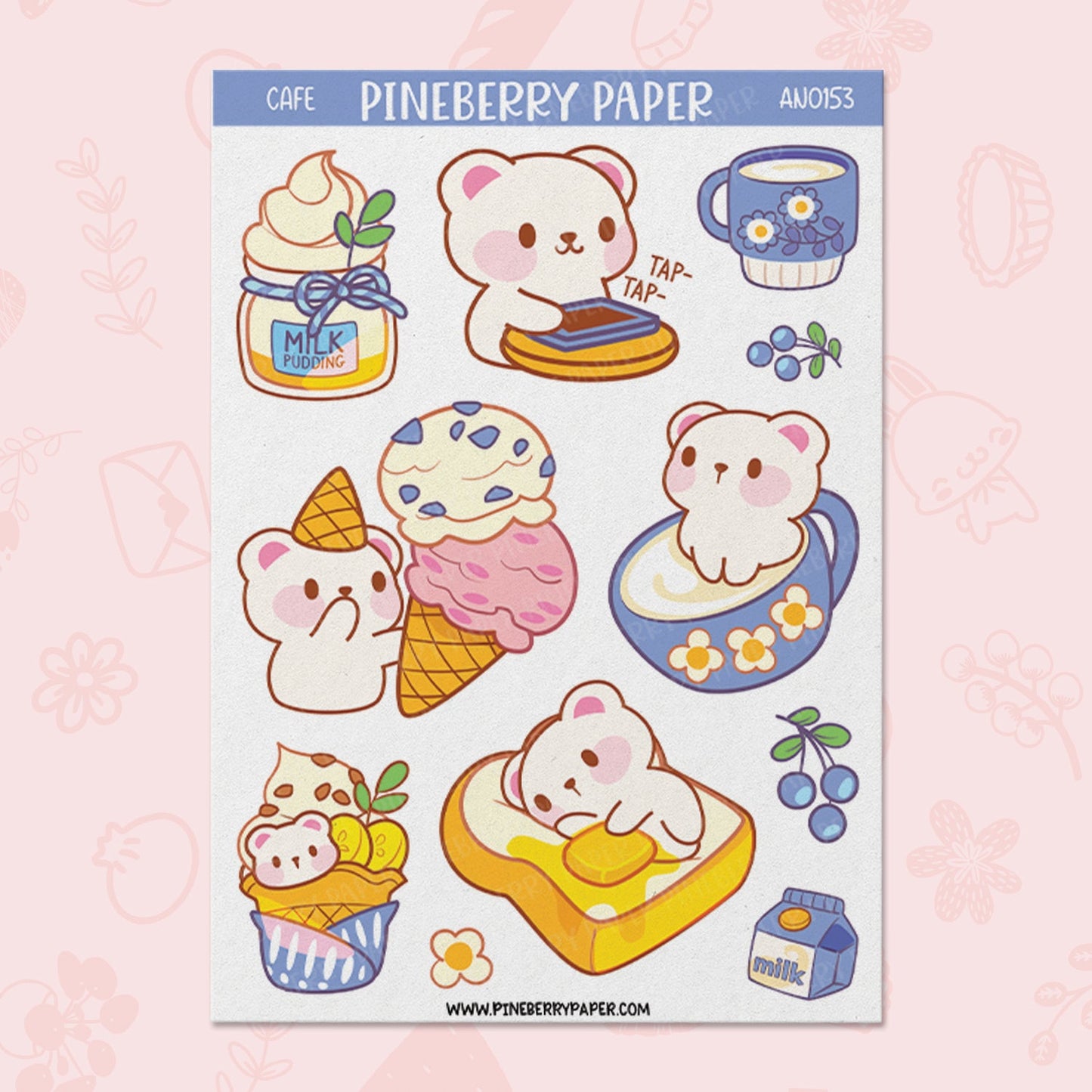 Polar Bear Cafe Sticker Sheet
