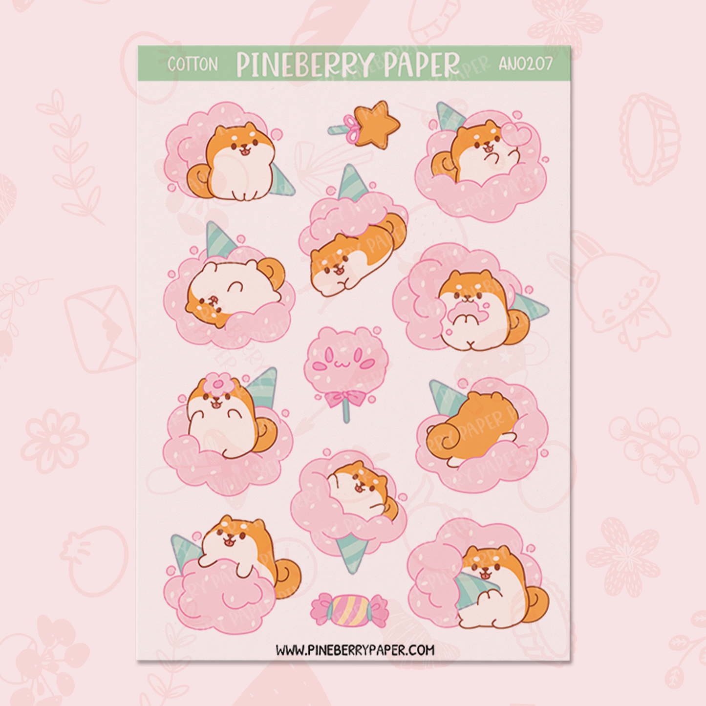 Cotton Candy Dog Sticker Sheet