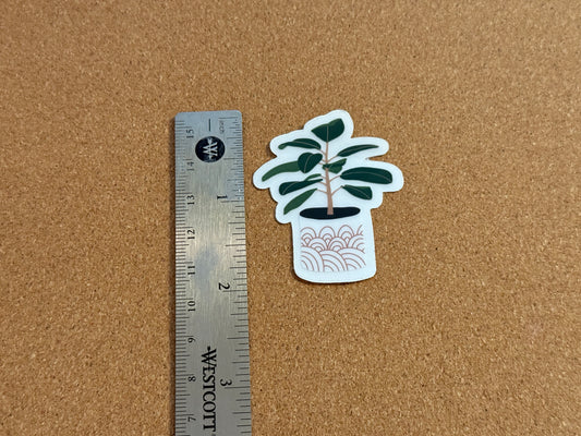 Rubber Tree Plant Sticker (clear)