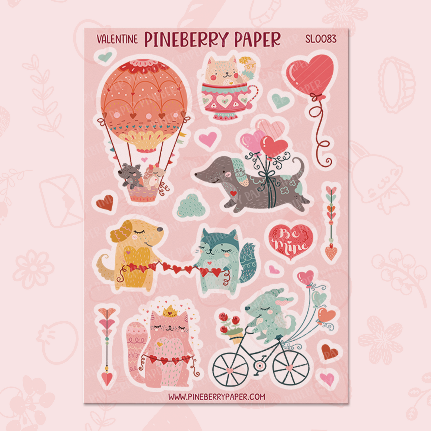 Valentine Dogs & Cats Sticker Sheet