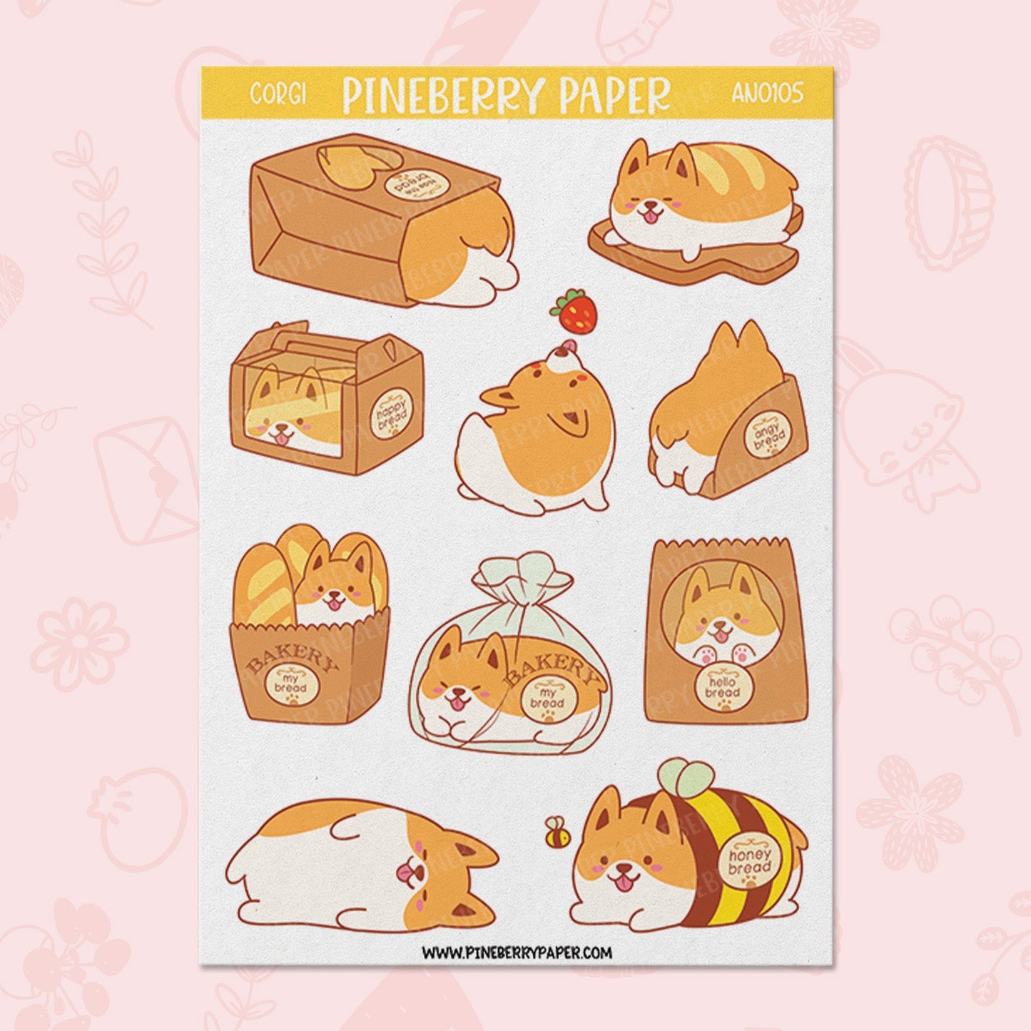 Corgi Bakery Sticker Sheet