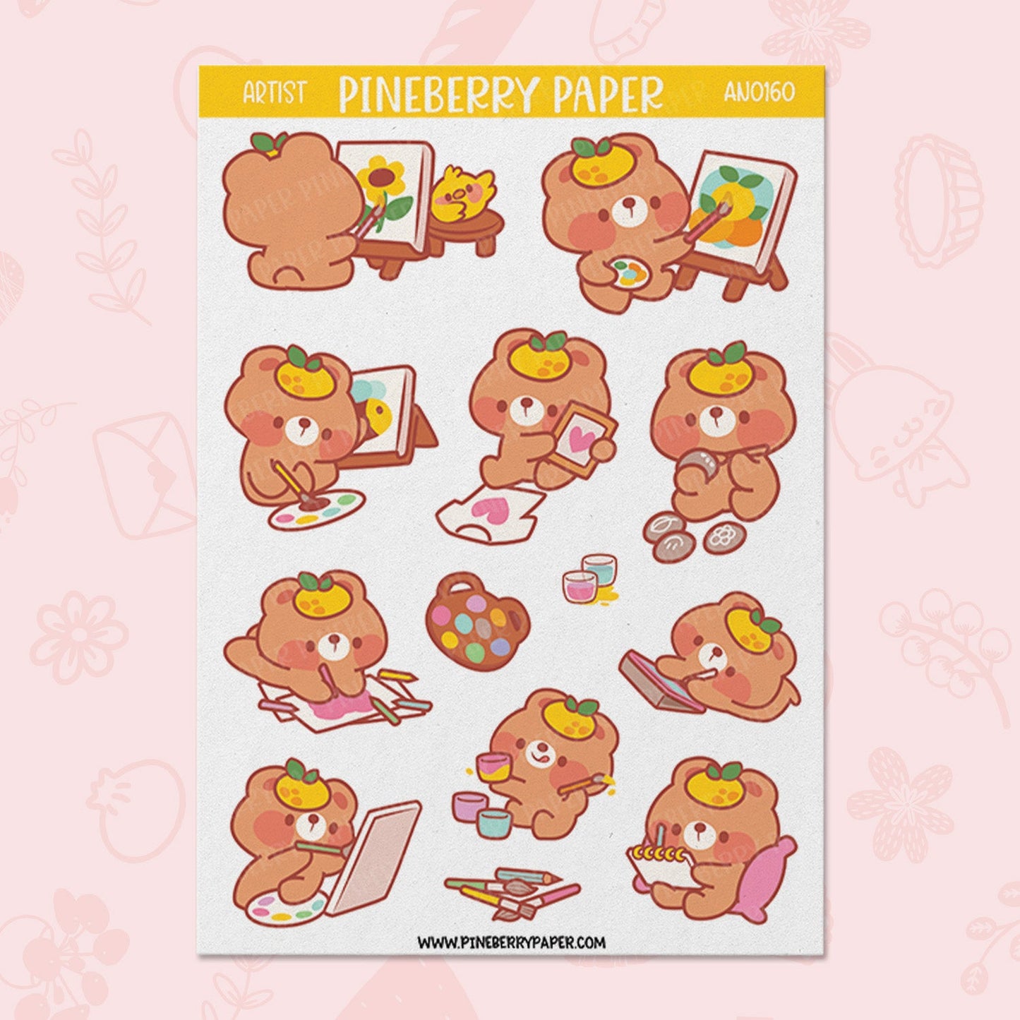 Artist Bear Sticker Sheet