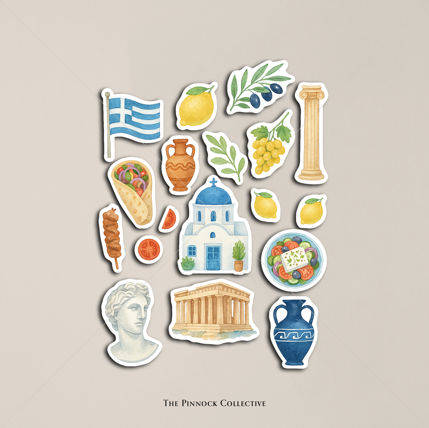 Watercolour Greece Sticker Sheet