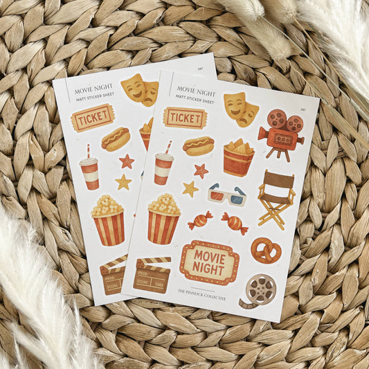 Watercolour Movie Night Sticker Sheet
