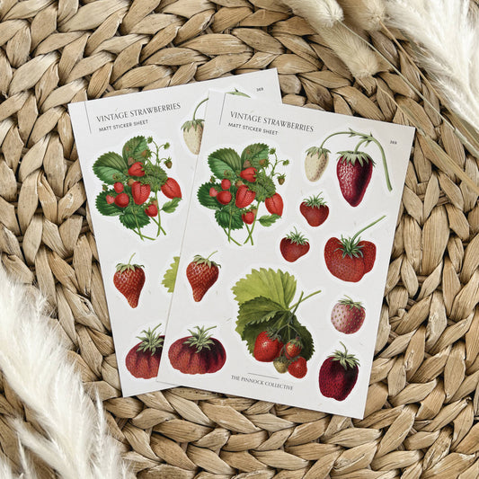 Vintage Strawberries Sticker Sheet