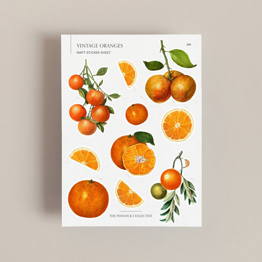 Vintage Oranges Themed Sticker Sheet
