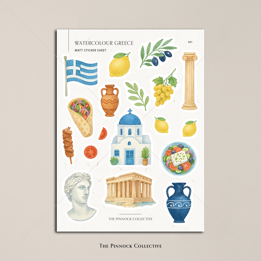 Watercolour Greece Sticker Sheet