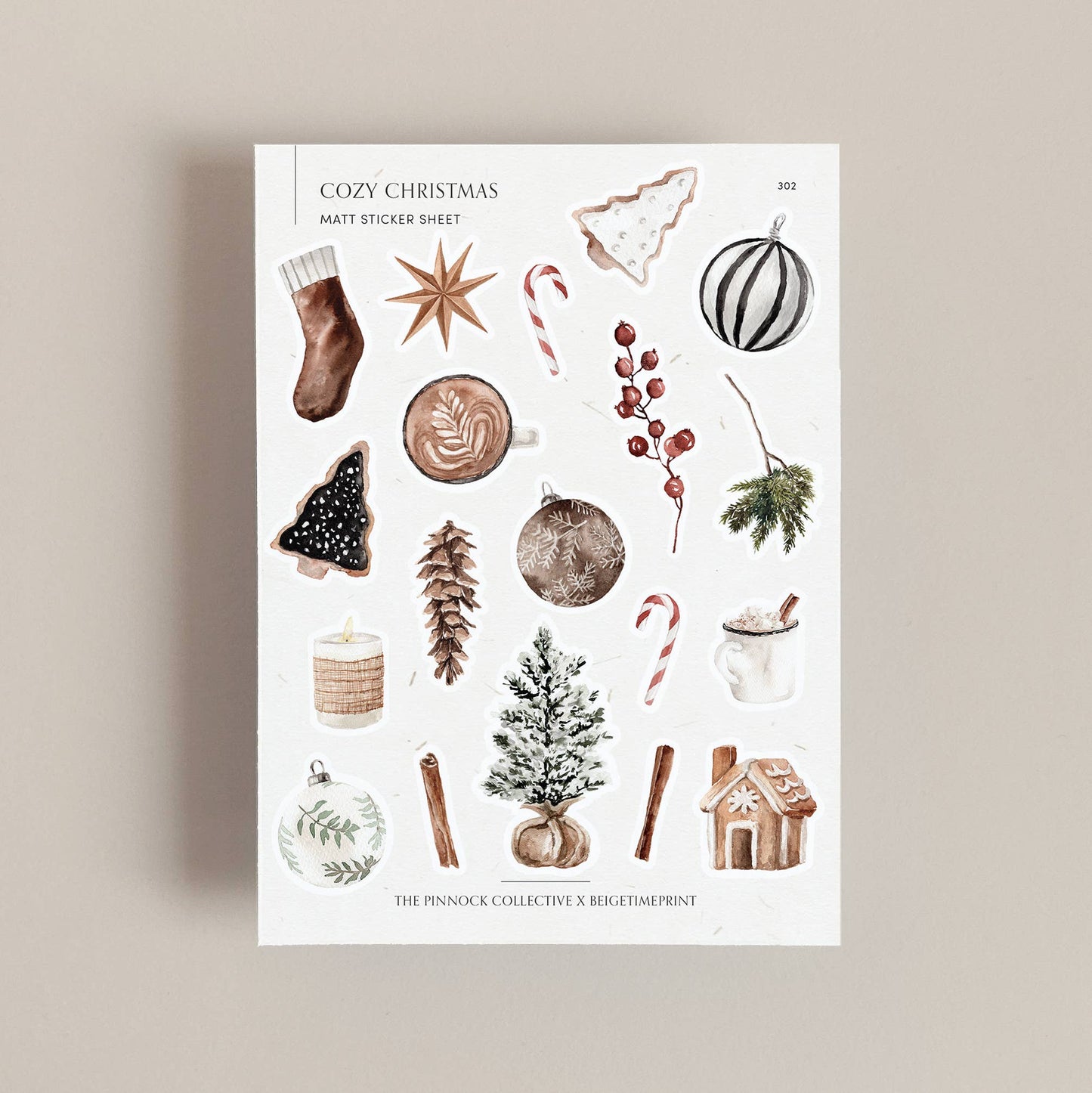 Cozy Rustic Christmas Themed Sticker Sheet