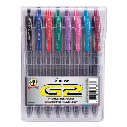 Pilot G2 Gel Pen Convenience Pack, Retractable, Bold 1 mm, Assorted Ink and Barrel Colors, 8/Pack