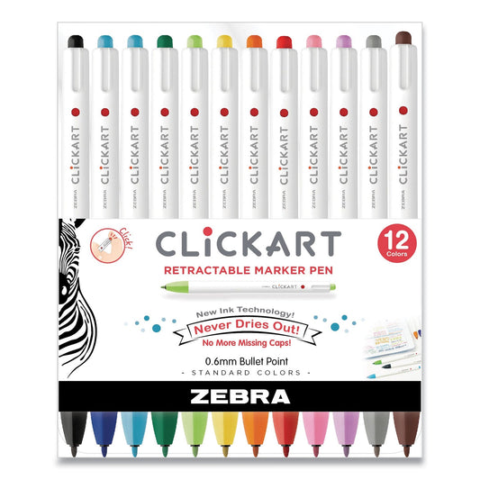 Zebra ClickArt Porous Point Pen, Fine 0.6 mm, 12 Pack