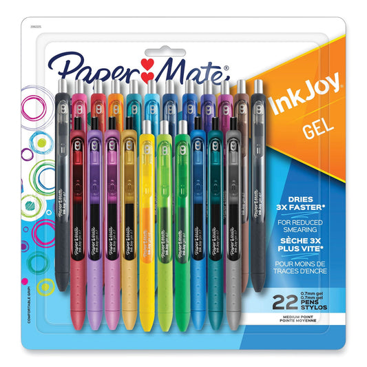 Paper Mate InkJoy Gel Pen, Medium 0.7 mm, Assorted Ink and Barrel Colors, 22 Pack
