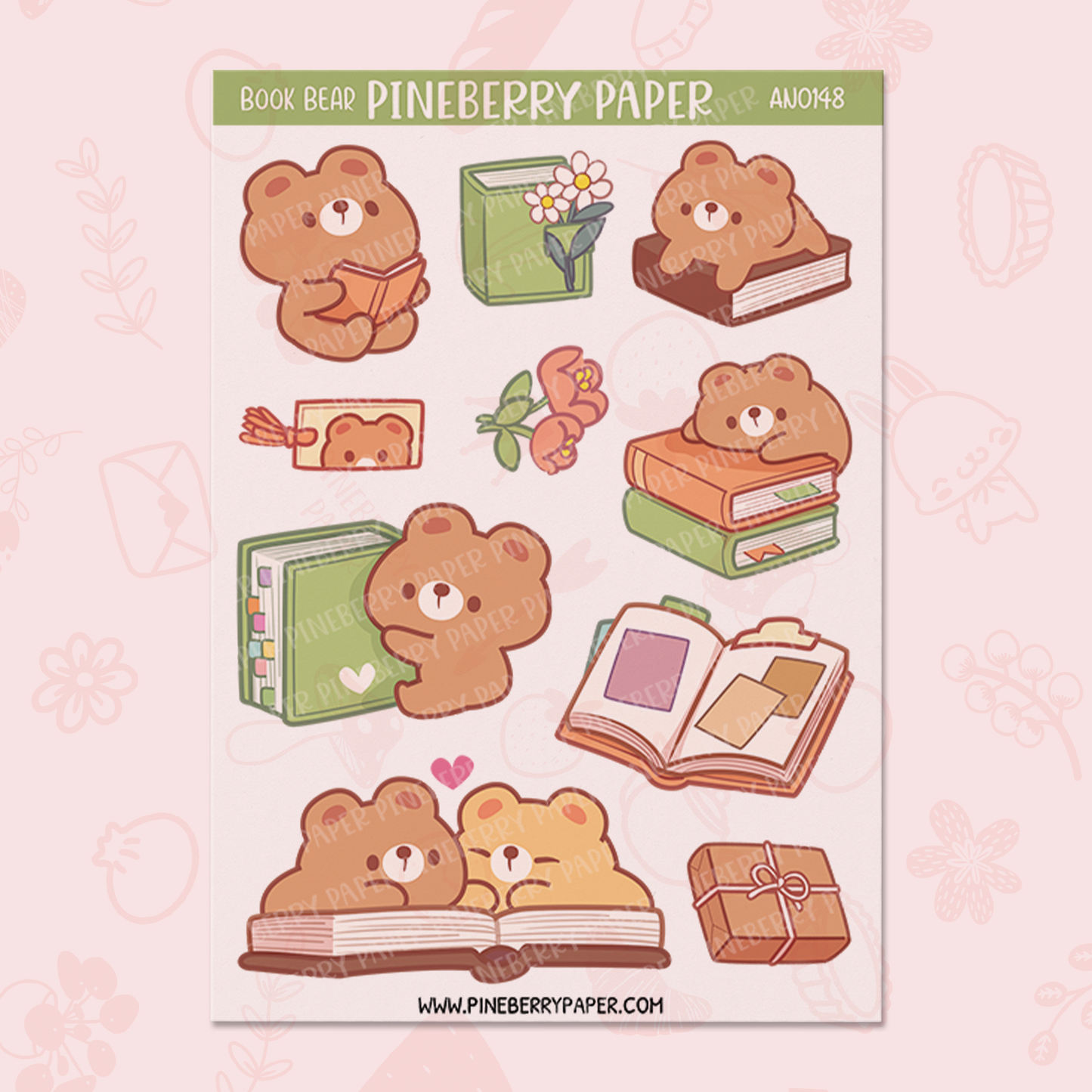 Book Bear v1 Sticker Sheet