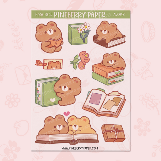 Book Bear v1 Sticker Sheet