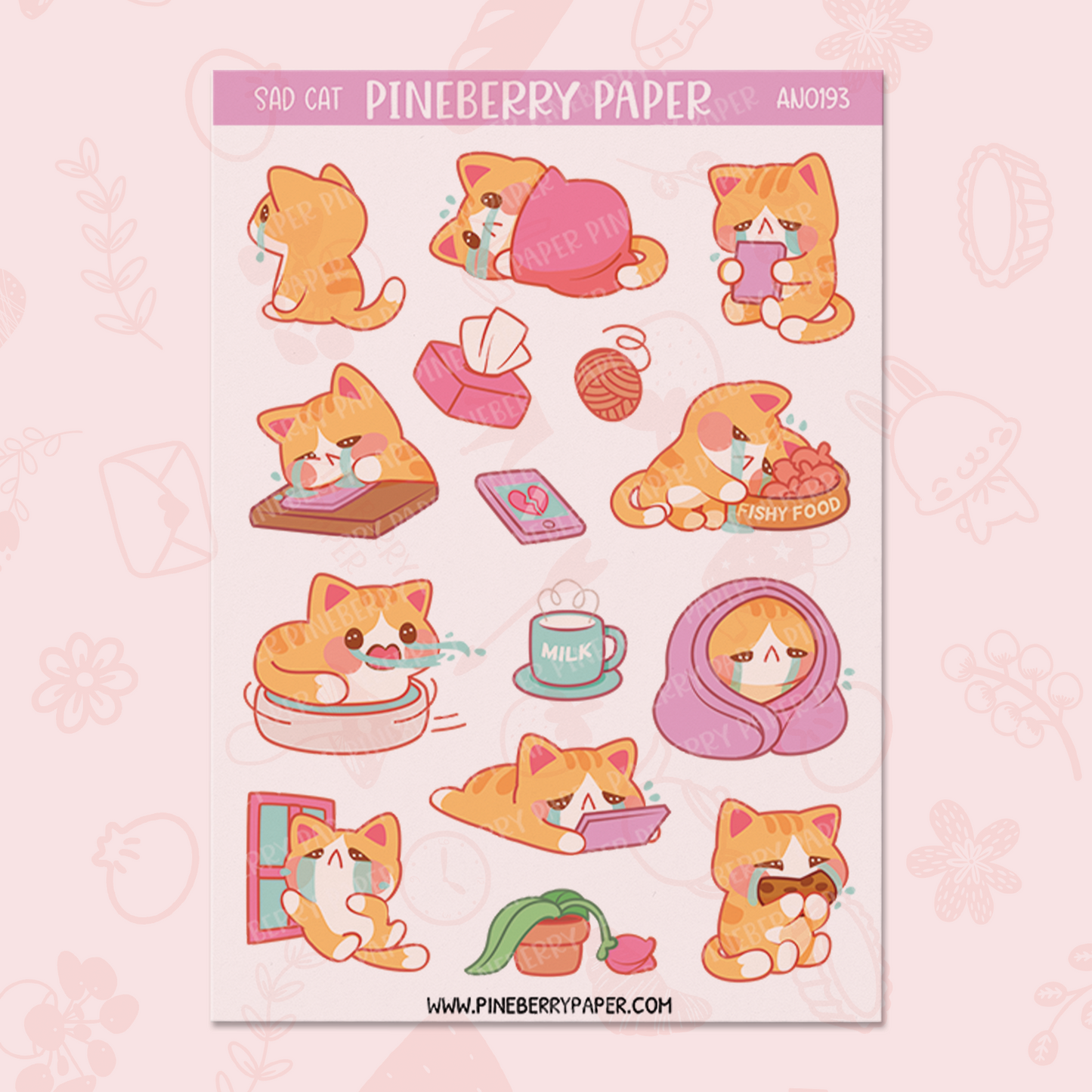 Sad Cat Sticker Sheet