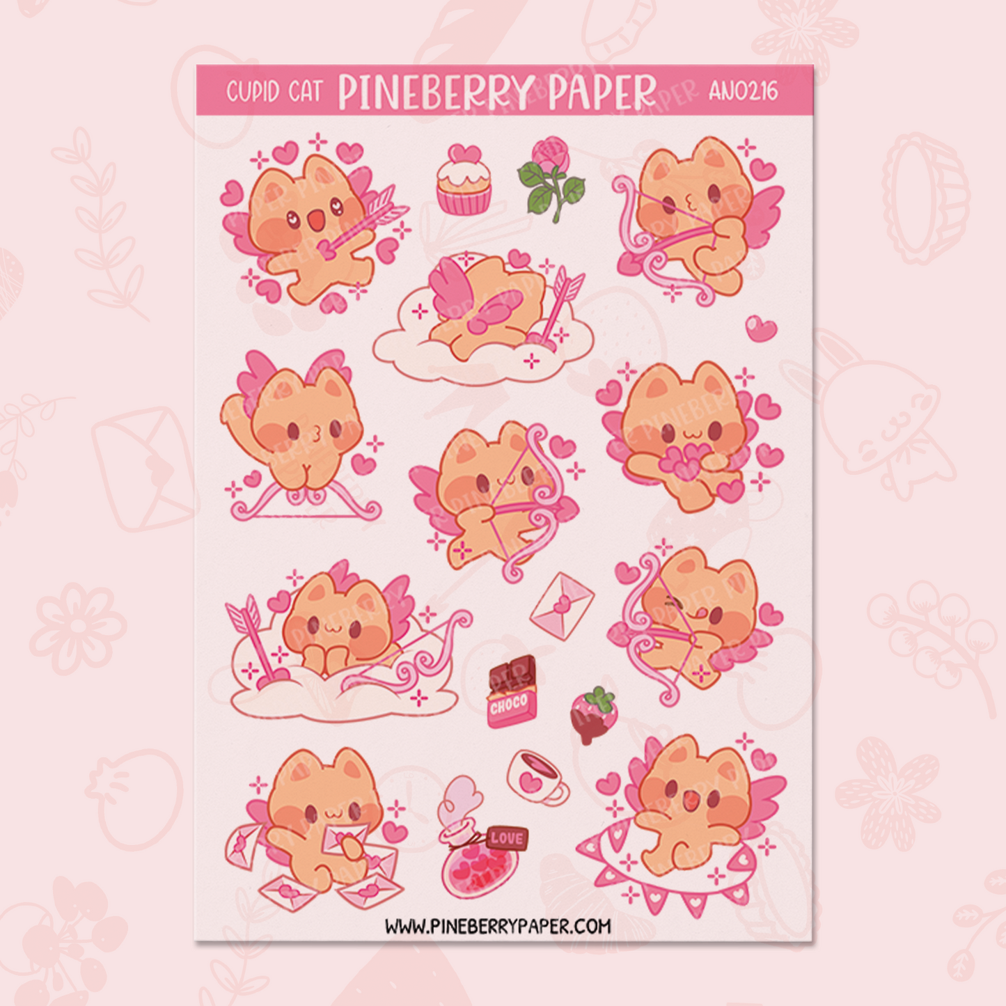 Cupid Cat Sticker Sheet