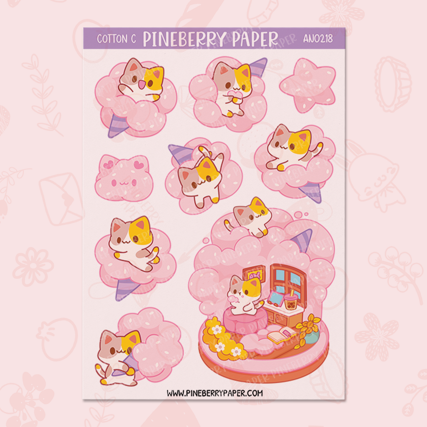 Cotton Candy Cat Sticker Sheet