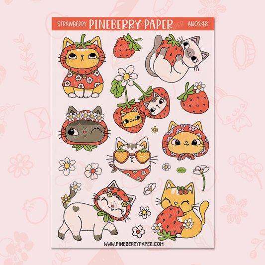 Strawberry Cats v2 Sticker Sheet