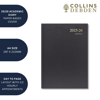 Essentials - A4 Day-to-Page with Appointments Mid/Academic Year Diary Planner 2025-2026