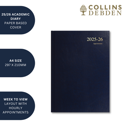 Essentials - A4 Week-to-View with Appointments Mid/Academic Year Diary Planner 2025-2026