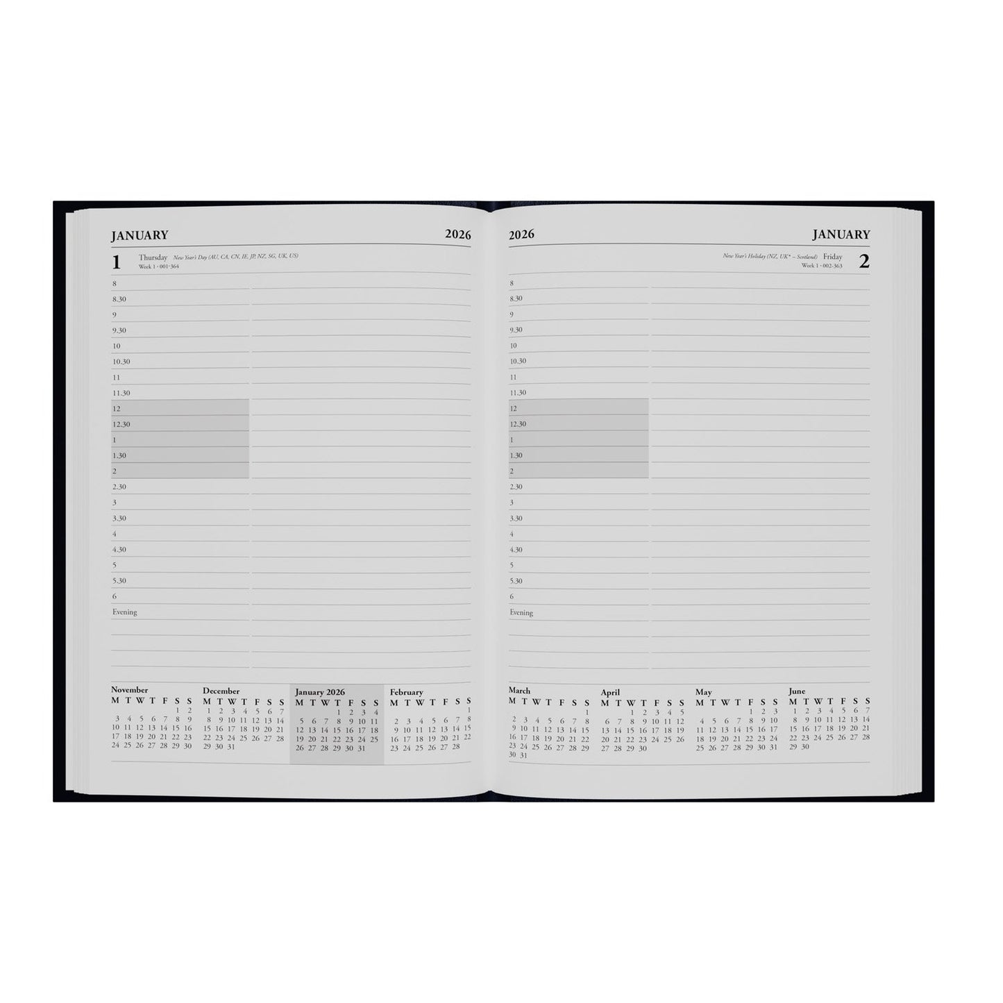 Essentials - A5 Day-to-Page with Appointments Mid/Academic Year Diary Planner, July 2025 - July 2026