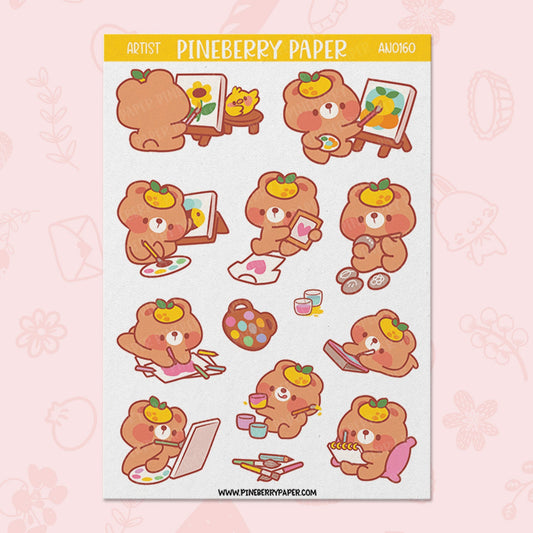 Artist Bear Sticker Sheet