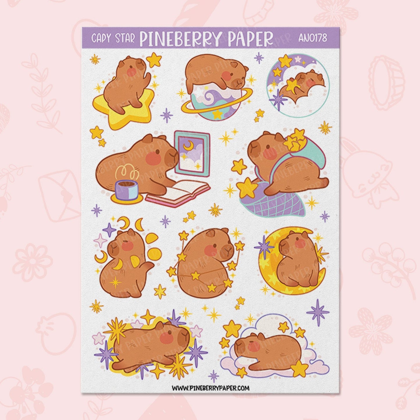 Capybara Star Sticker Sheet