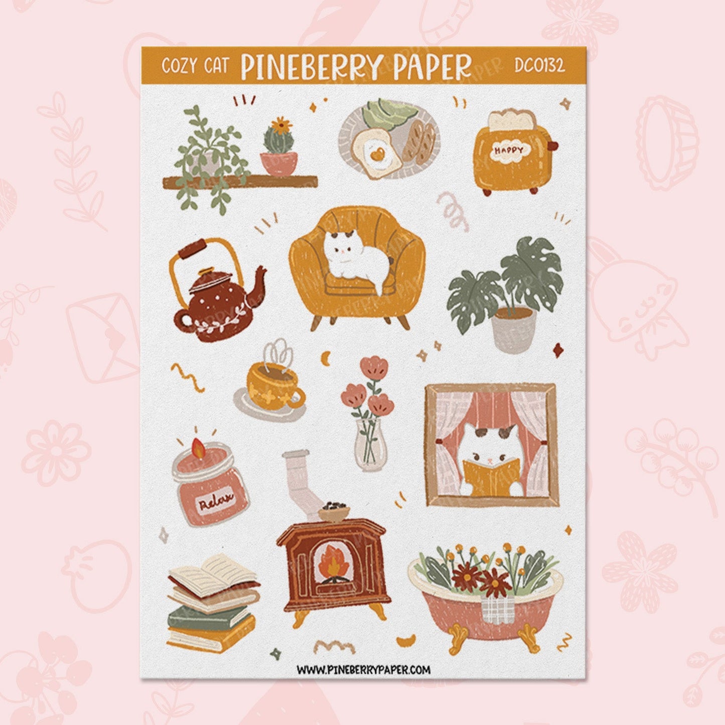 Cozy Cat Home Sticker Sheet
