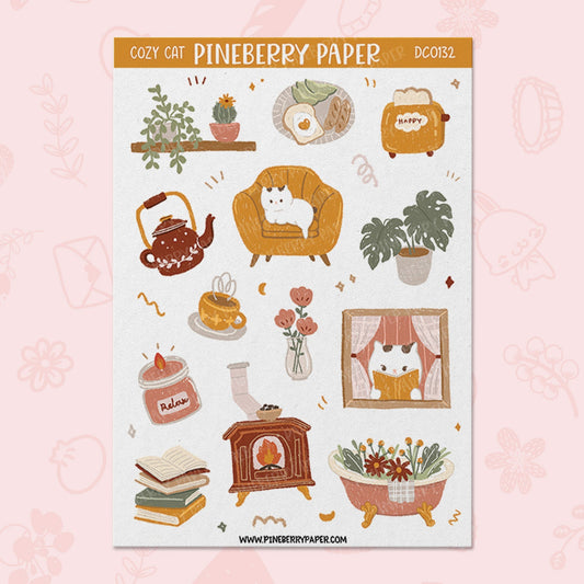 Cozy Cat Home Sticker Sheet