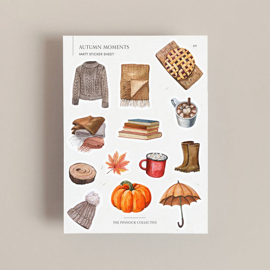 Watercolor Autumn themed Sticker Sheet