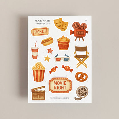 Watercolour Movie Night Sticker Sheet