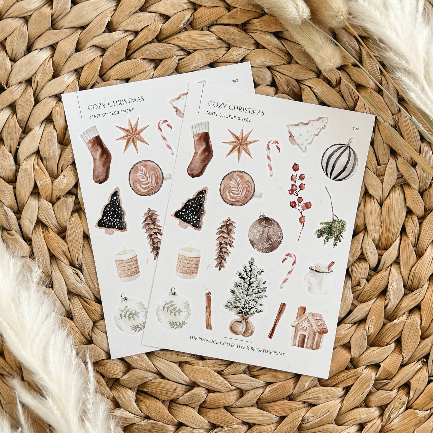 Cozy Rustic Christmas Themed Sticker Sheet