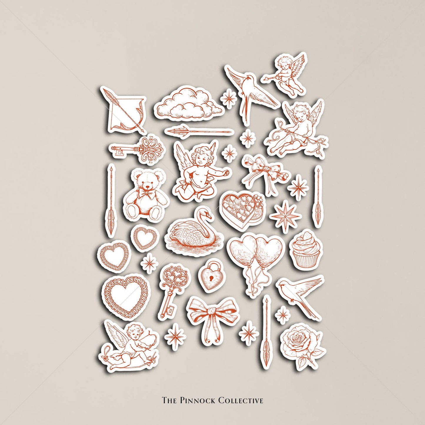Vintage Valentine Themed Stickers