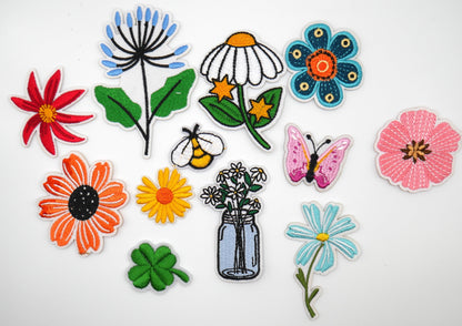 Flower Power Iron-On Embroidered Patches (Set of 5)