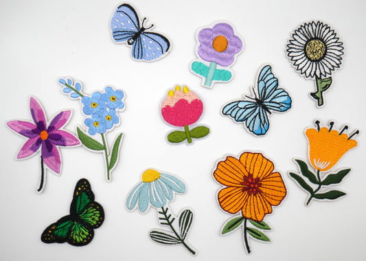 Flower Power Iron-On Embroidered Patches (Set of 5)
