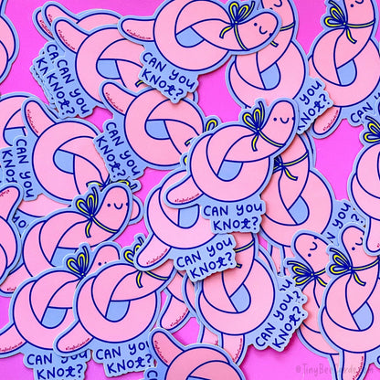 Earthworm Vinyl Sticker "Can You Knot?"