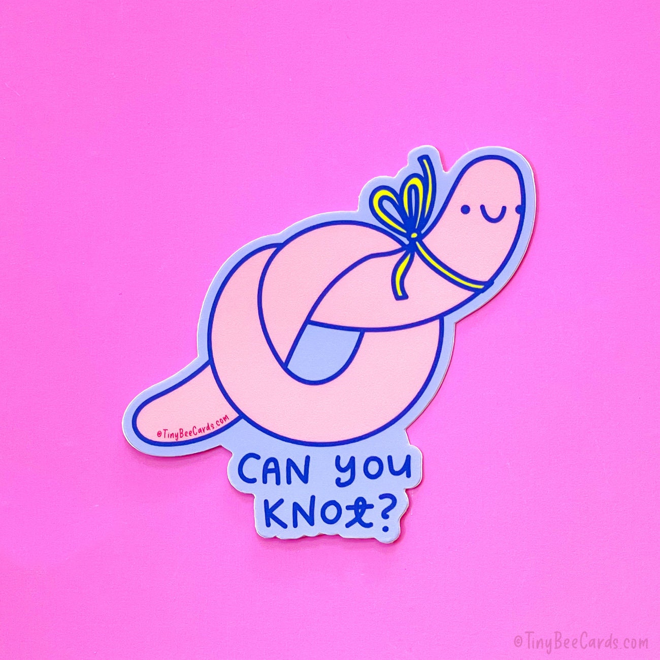 Earthworm Vinyl Sticker "Can You Knot?"