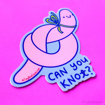 Earthworm Vinyl Sticker "Can You Knot?"