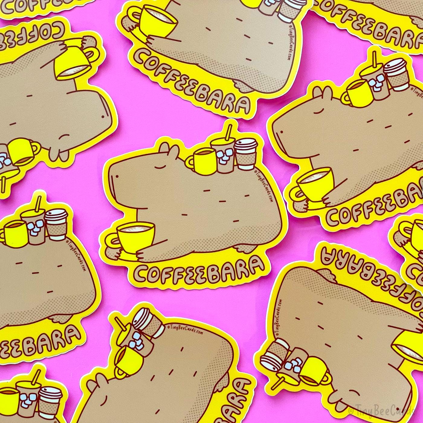 Capybara & Coffee Vinyl Sticker "Coffeebara"