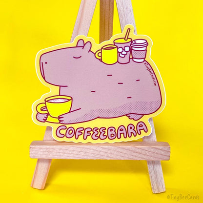 Capybara & Coffee Vinyl Sticker "Coffeebara"