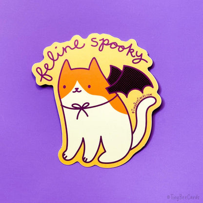 Spooky Cat Bat Vinyl Sticker