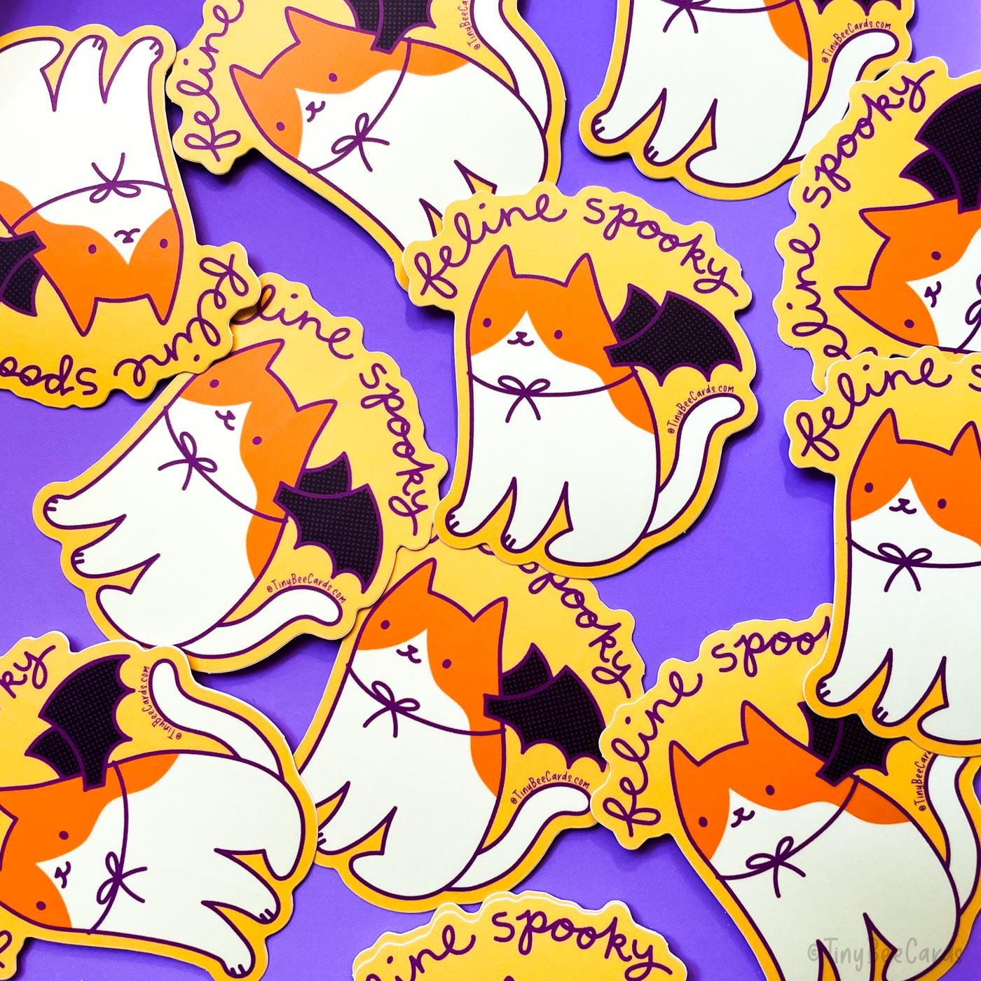 Spooky Cat Bat Vinyl Sticker