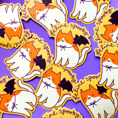 Spooky Cat Bat Vinyl Sticker