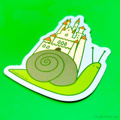 Whimsical Snail Castle Vinyl Sticker