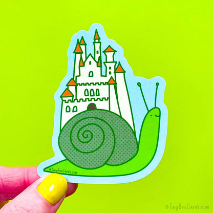 Whimsical Snail Castle Vinyl Sticker