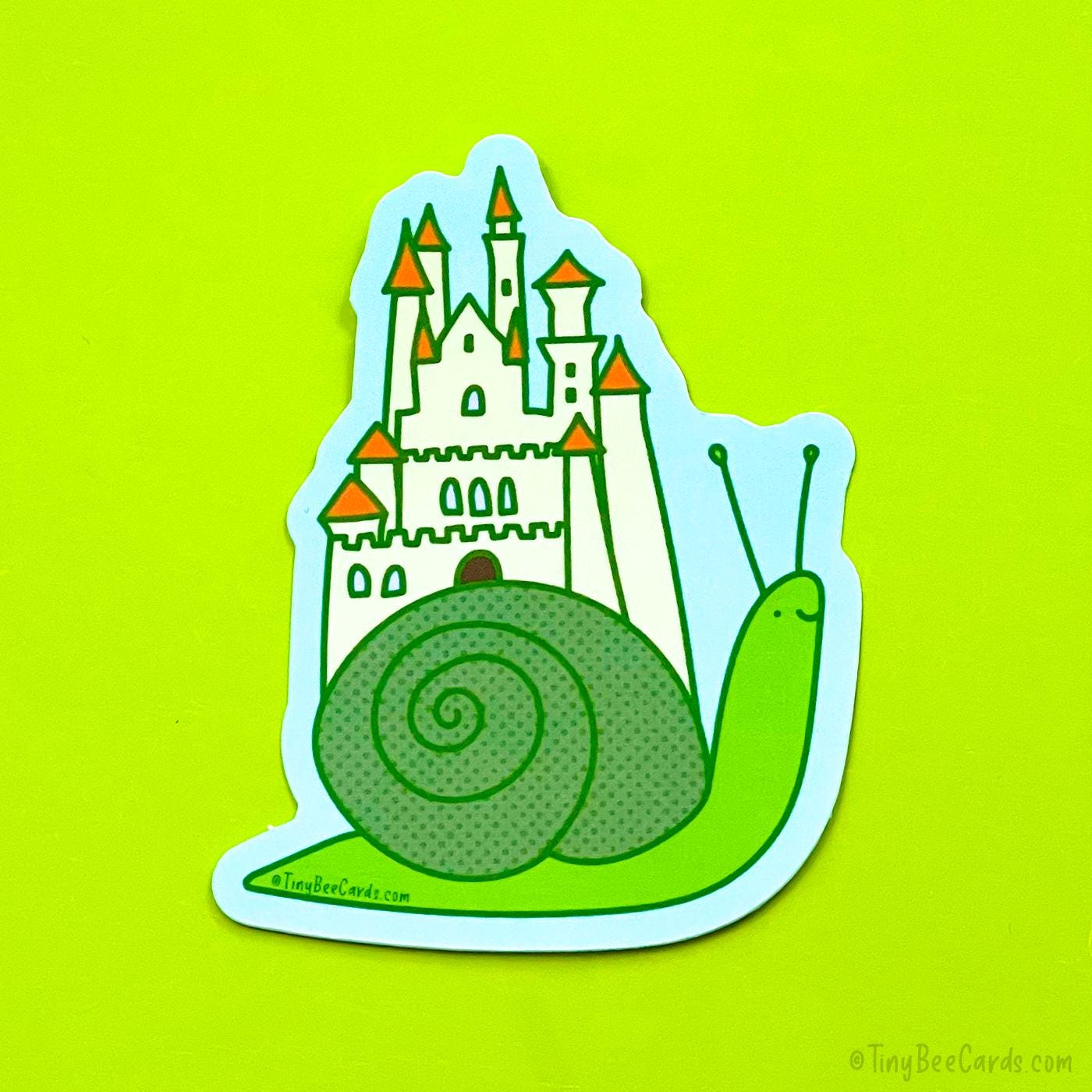 Whimsical Snail Castle Vinyl Sticker