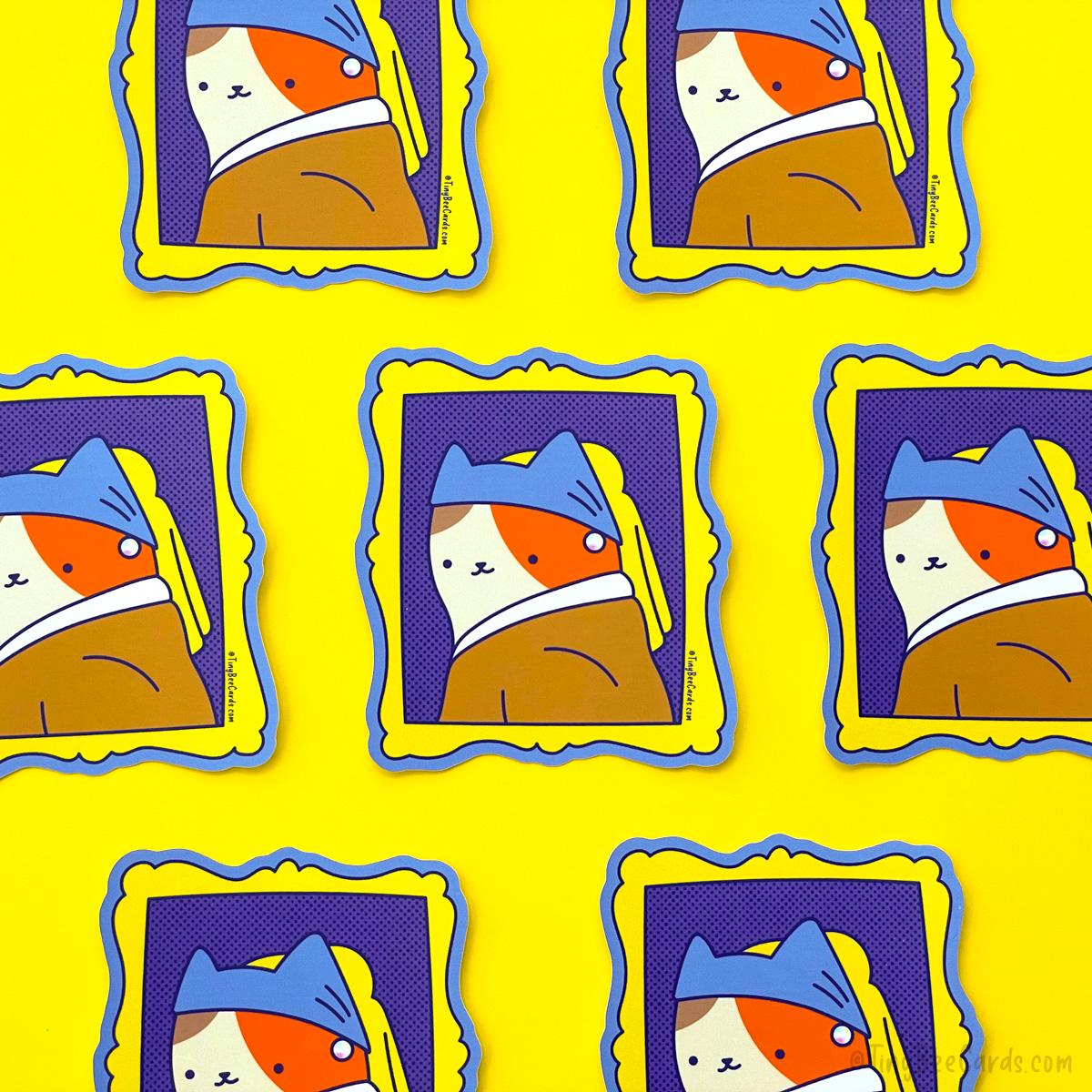 Vermeer Cat Girl with Pearl Earring Vinyl Sticker