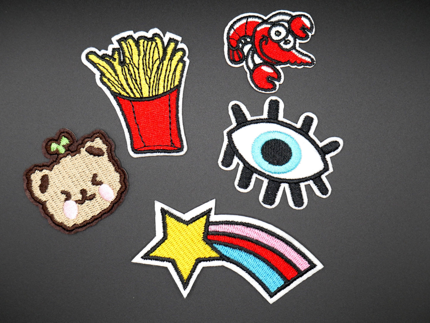 Fun Iron-On Embroidered Patches (Set of 5)